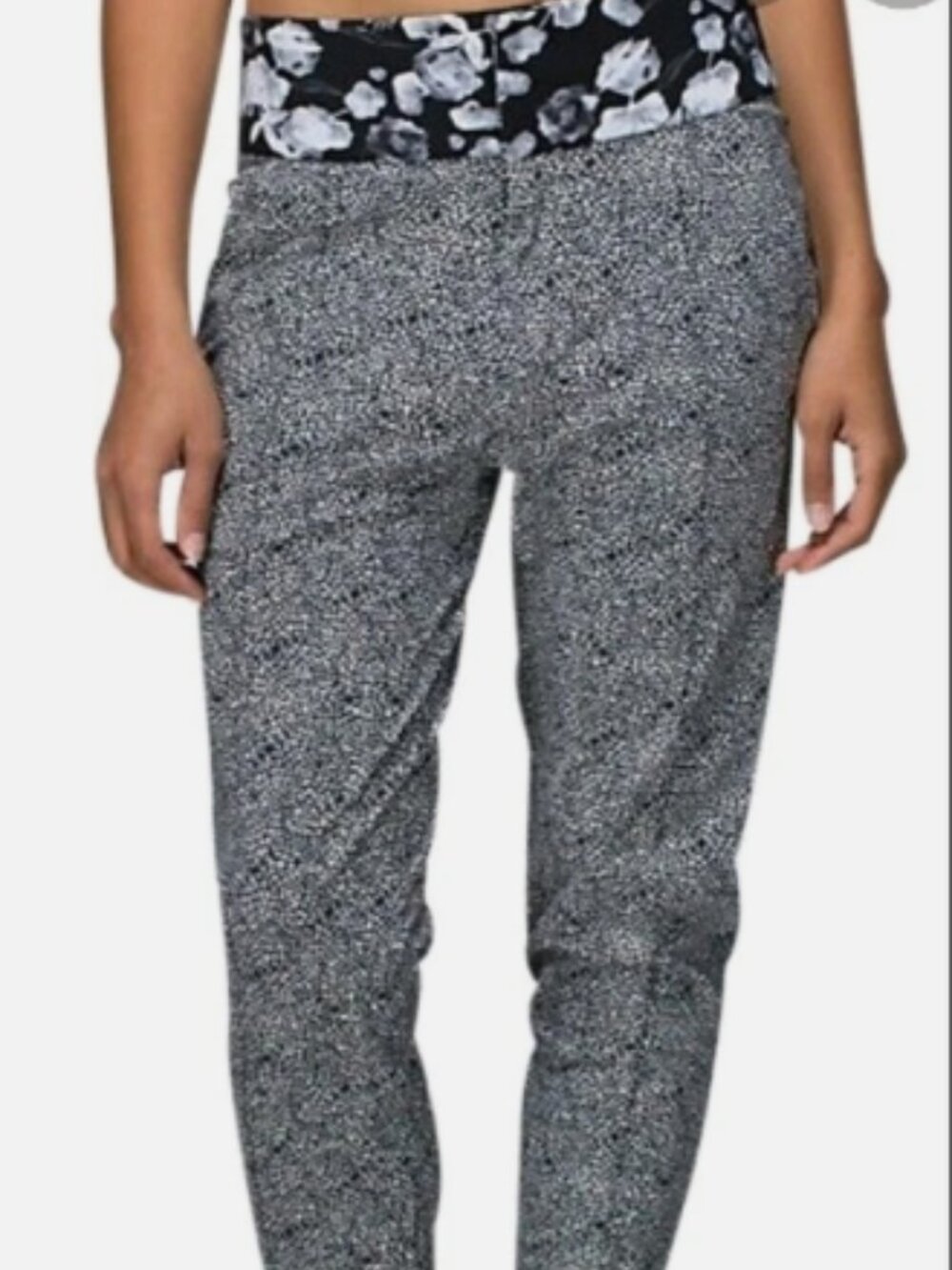 Lululemon Departure Pant Plush Petal Black Ghost High Rise Crop Size L/12